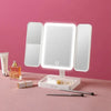 Espejo de Maquillaje con Luz LED y Tres Pliegues | Espejo Plegable de Escritorio