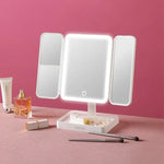 Espejo de Maquillaje con Luz LED y Tres Pliegues | Espejo Plegable de Escritorio