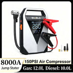 Arrancador de Batería para Coche 1500A con Compresor de Aire 150 PSI y Pantalla LCD