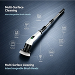 Cepillo de Limpieza Eléctrico Giratorio e Inalámbrico con Mango Extensible y Pantalla LED
