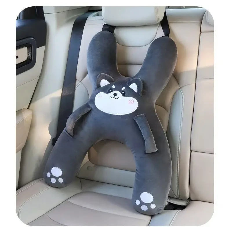 Almohada de Viaje Infantil en Forma de H para Coche - Diseño de Animalitos