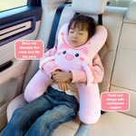Almohada de Viaje Infantil en Forma de H para Coche - Diseño de Animalitos