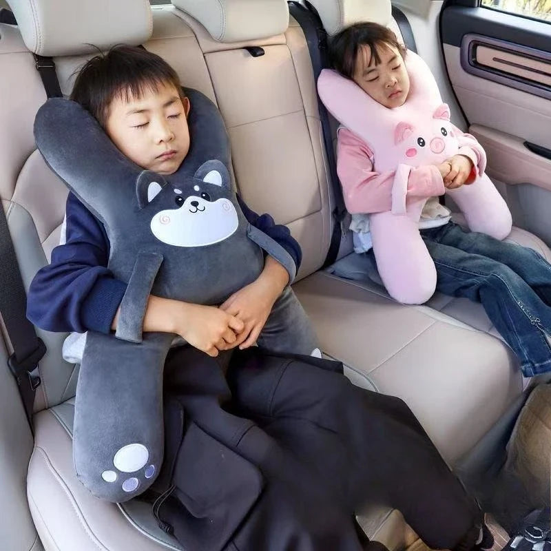 Almohada de Viaje Infantil en Forma de H para Coche - Diseño de Animalitos
