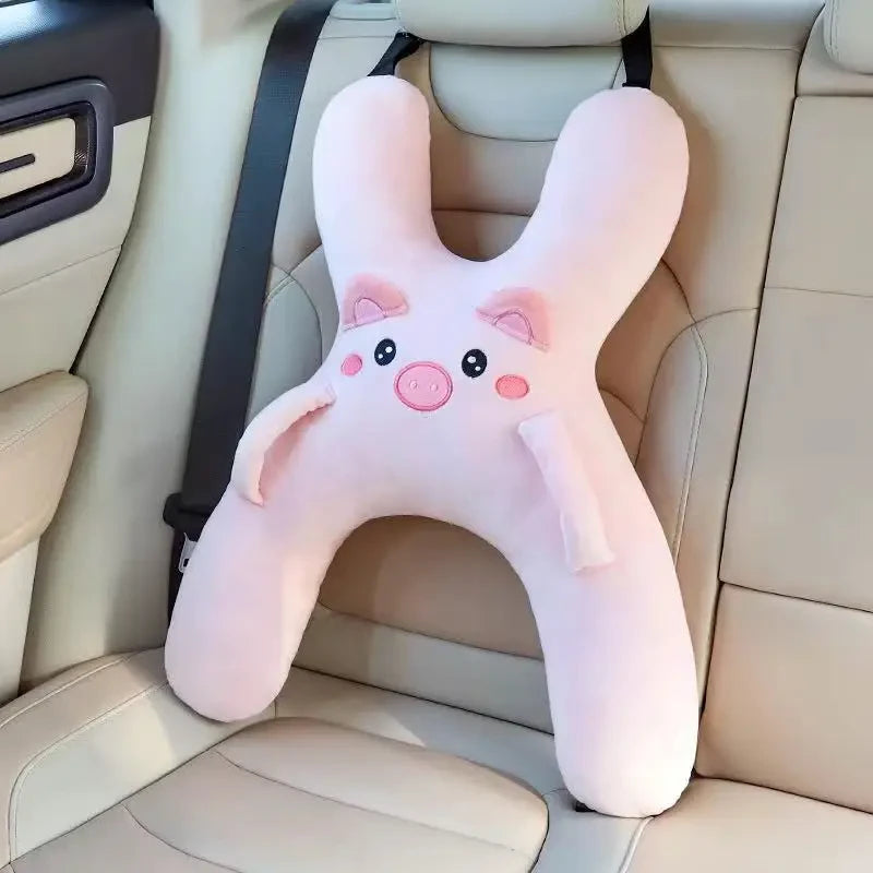 Almohada de Viaje Infantil en Forma de H para Coche - Diseño de Animalitos