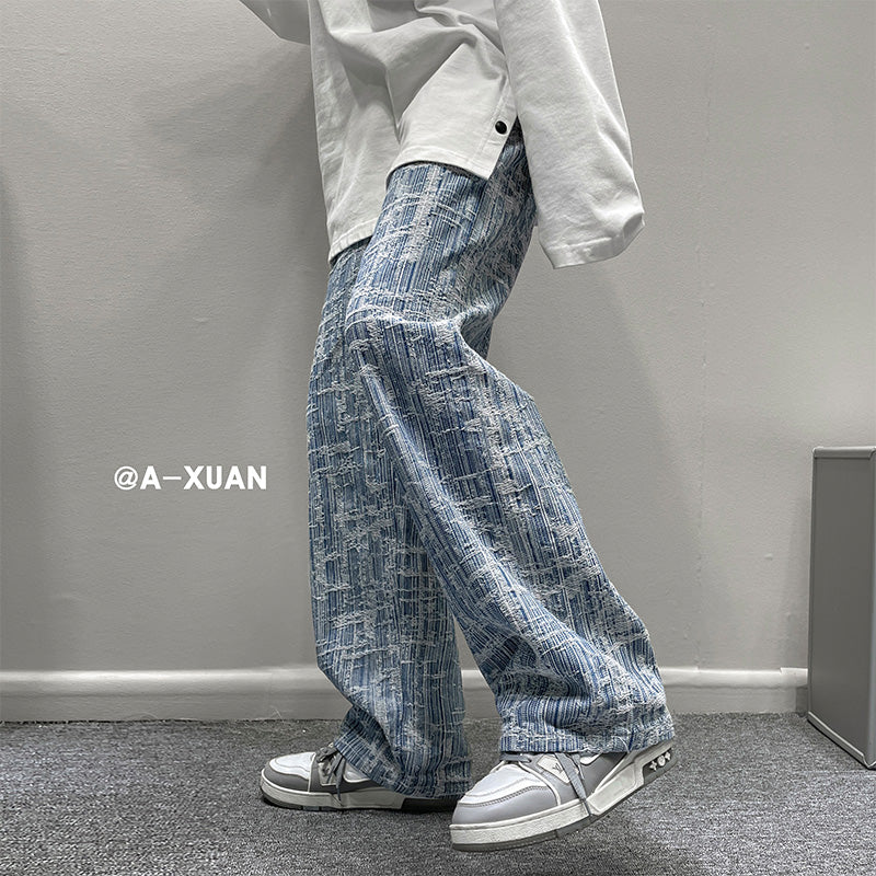 Jeans Anchos Bordados de Estilo Hip-Hop para Hombres