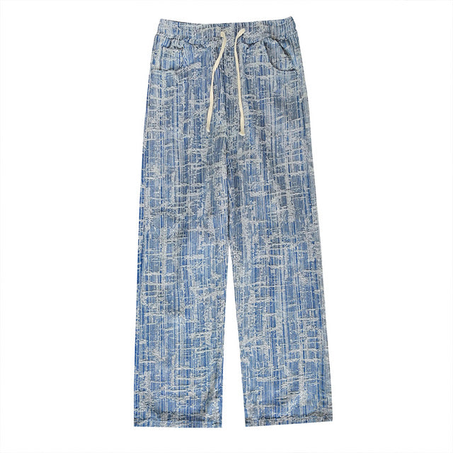 Jeans Anchos Bordados de Estilo Hip-Hop para Hombres