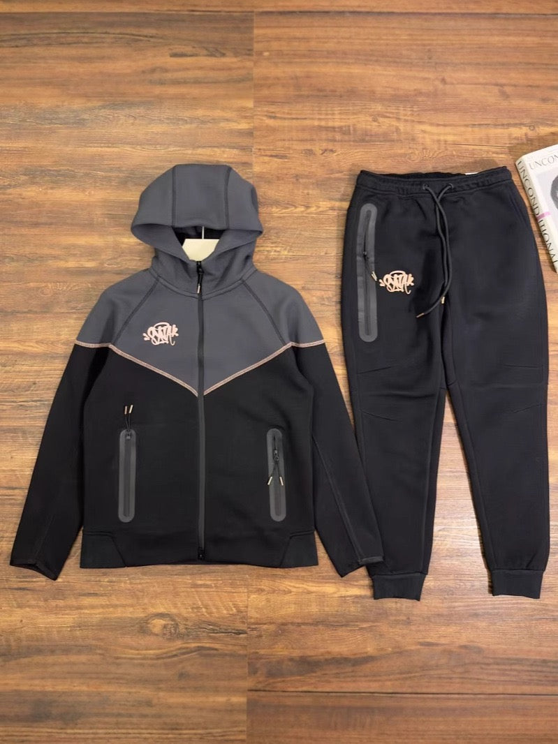 Chándal Completo de Algodón Negro - Sudadera con Capucha y Pantalón"