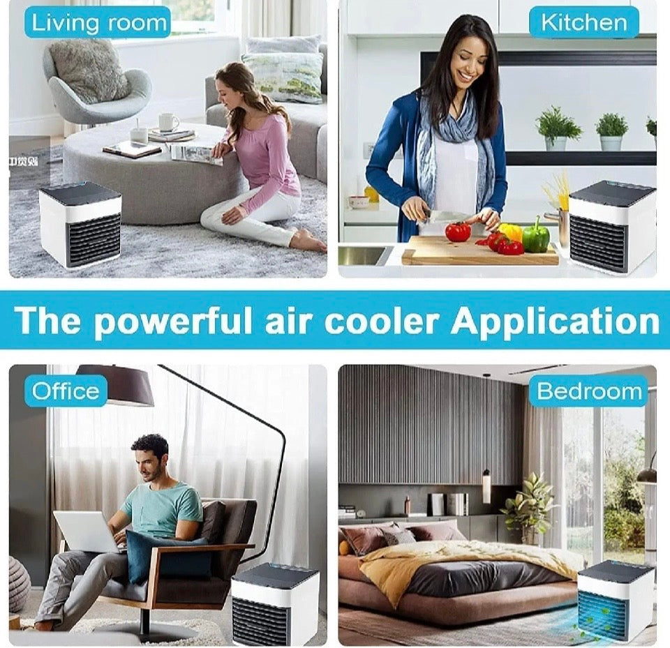 Mini Aire Acondicionado Portátil 3 en 1, Enfriador, Humidificador y Ventilador de Escritorio para Hogar y Oficina