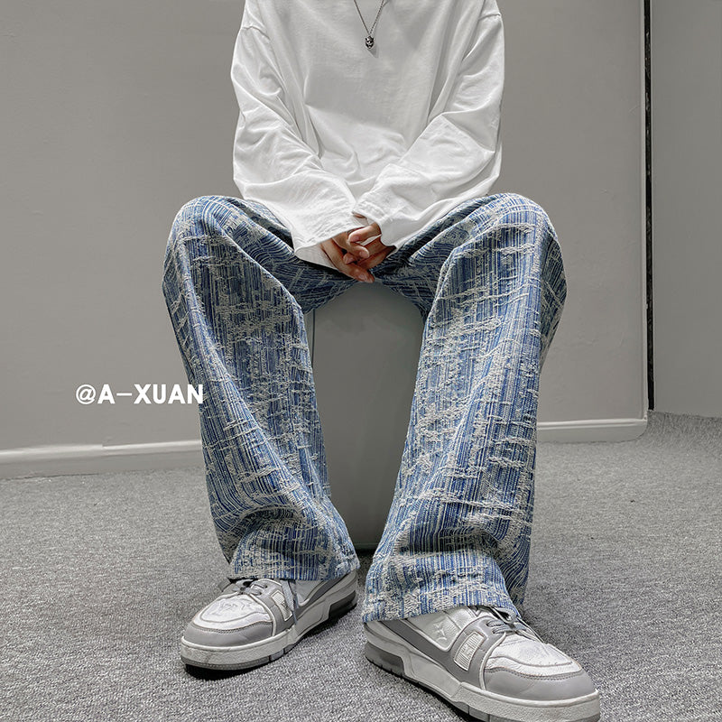 Jeans Anchos Bordados de Estilo Hip-Hop para Hombres