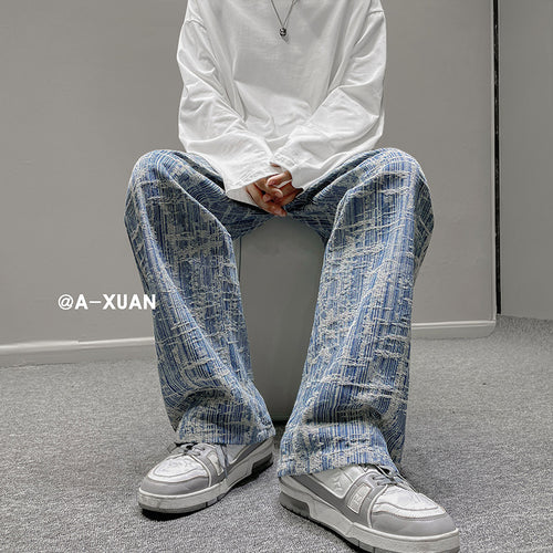 Jeans Anchos Bordados de Estilo Hip-Hop para Hombres