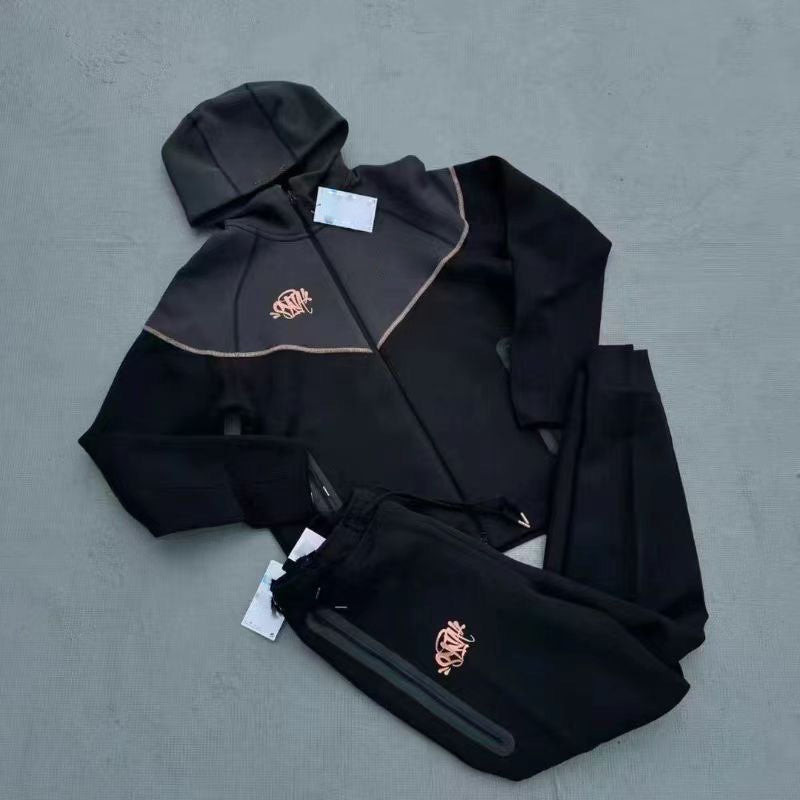 Chándal Completo de Algodón Negro - Sudadera con Capucha y Pantalón"