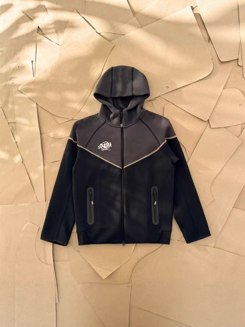 Chándal Completo de Algodón Negro - Sudadera con Capucha y Pantalón"