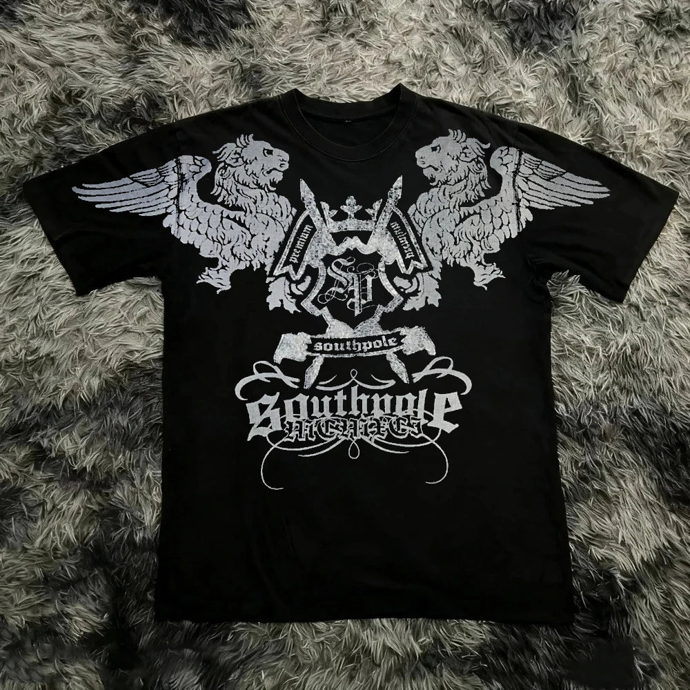 Camiseta Oversized Estilo Y2K Gothic - Unisex Algodón Premium