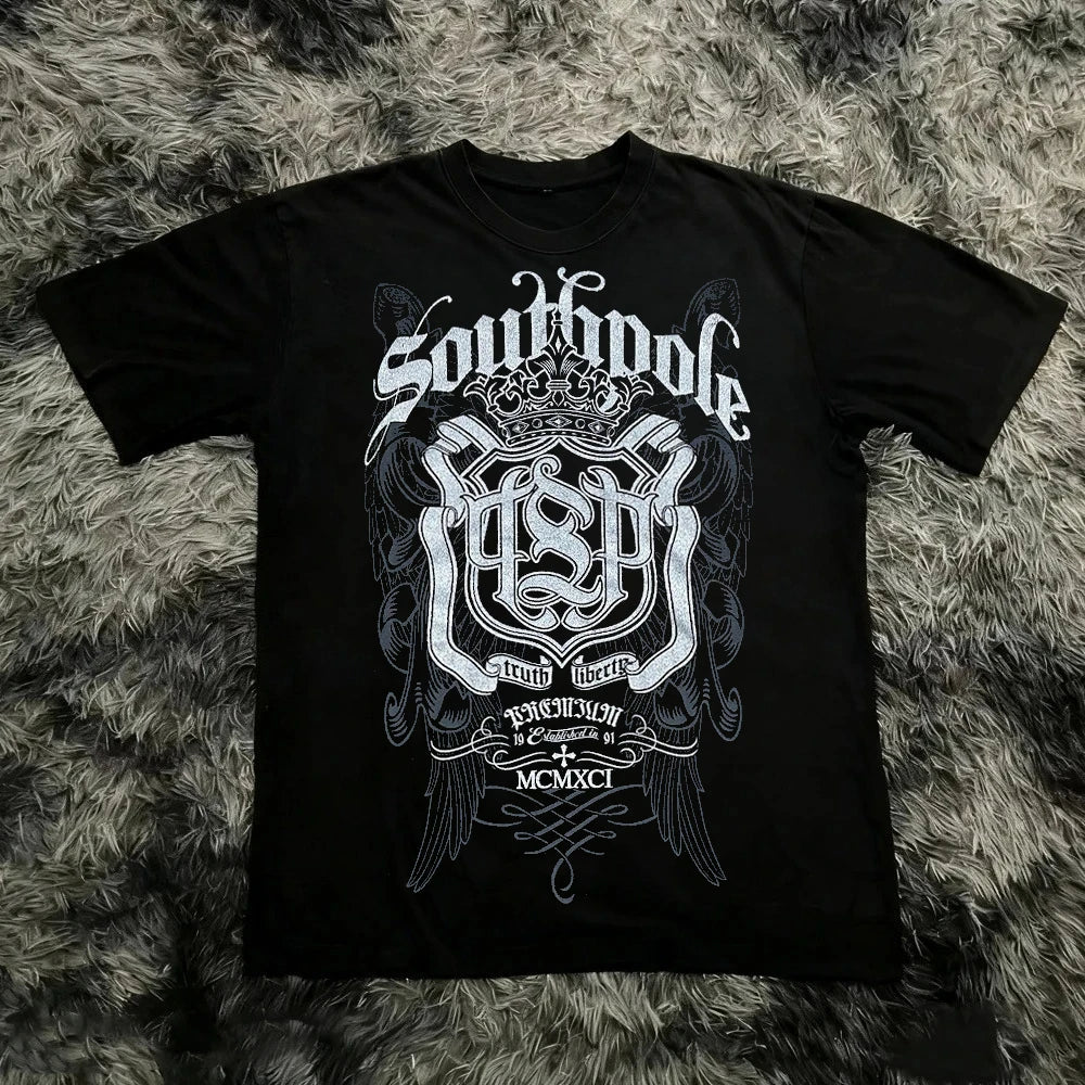 Camiseta Oversized Estilo Y2K Gothic - Unisex Algodón Premium