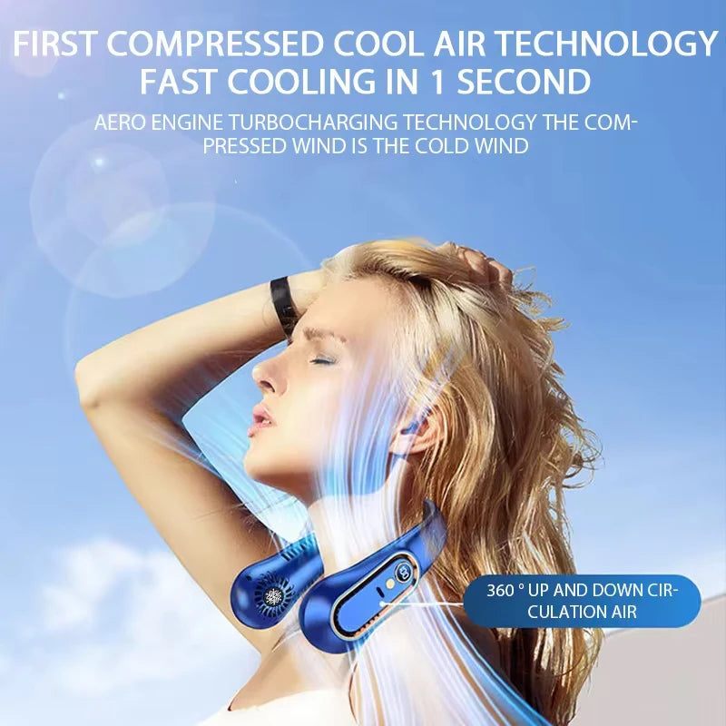 Ventilador de Cuello Portátil Sin Aspas con Pantalla Digital y USB Recargable