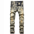 Jeans Slim Fit Estilo High Street con Lavado Retro y Estrellas