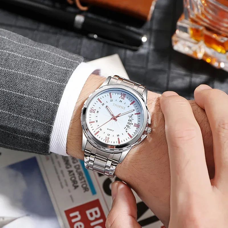 Reloj de Cuarzo de Lujo para Hombre con Correa de Acero Inoxidable y Estilo Elegante