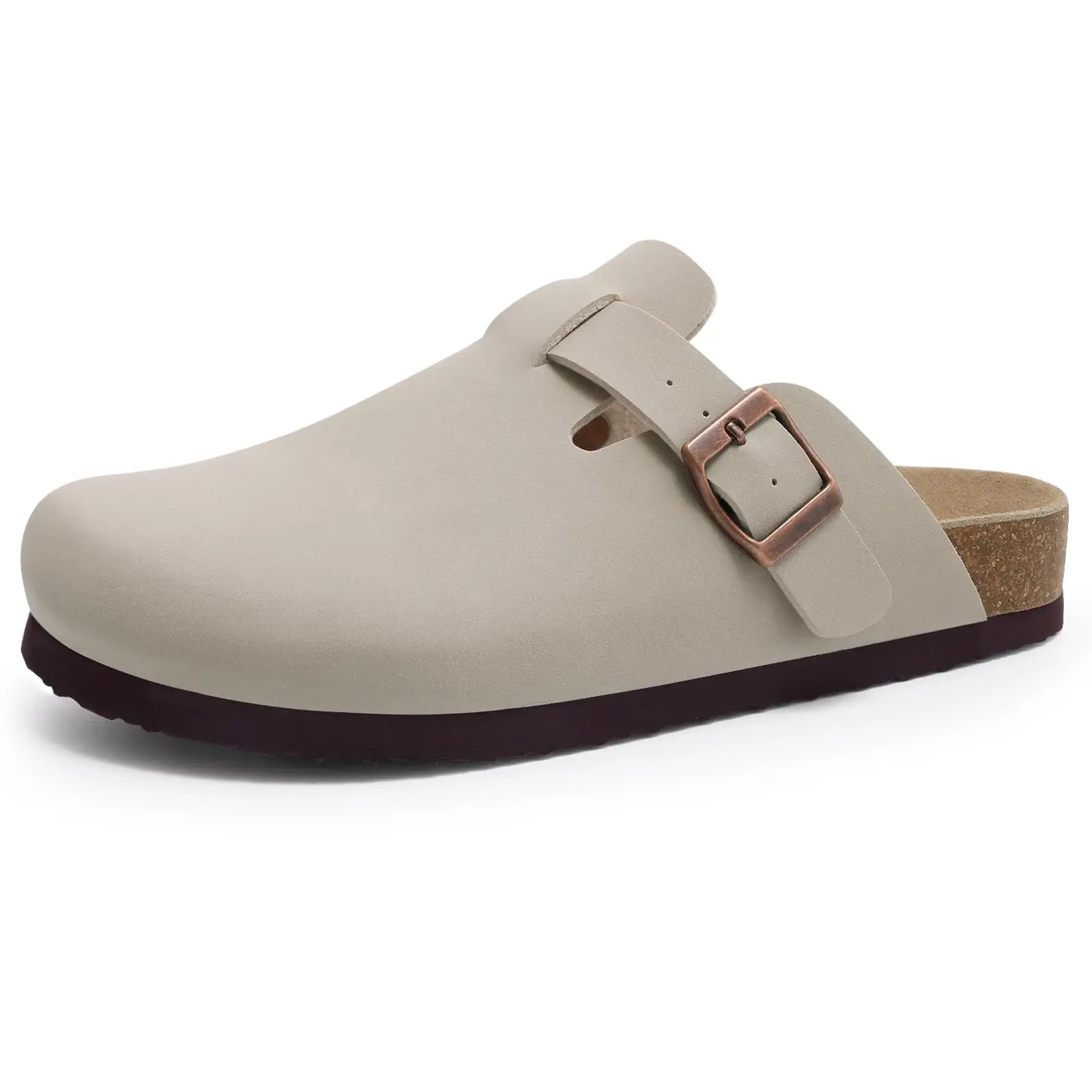 Comwarm Moda Mulas de ante para mujer Zapatillas de hombre Zuecos Plantilla de corcho Sandalias con soporte de arco Toboganes de playa al aire libre Zapatos para el hogar