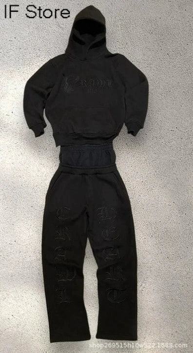 Conjunto de Chándal Y2K Streetwear – Sudadera con Capucha y Bordado Harajuku