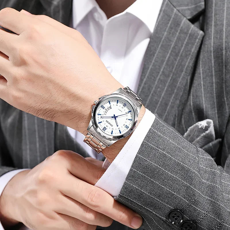 Reloj de Cuarzo de Lujo para Hombre con Correa de Acero Inoxidable y Estilo Elegante