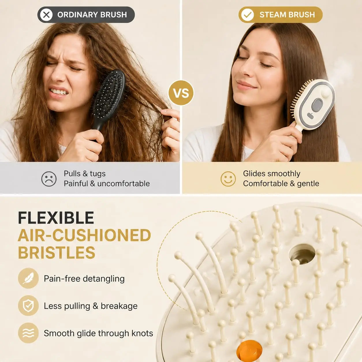 Cepillo de Vapor Eléctrico Recargable: Adiós al Frizz y Desenredado Perfecto