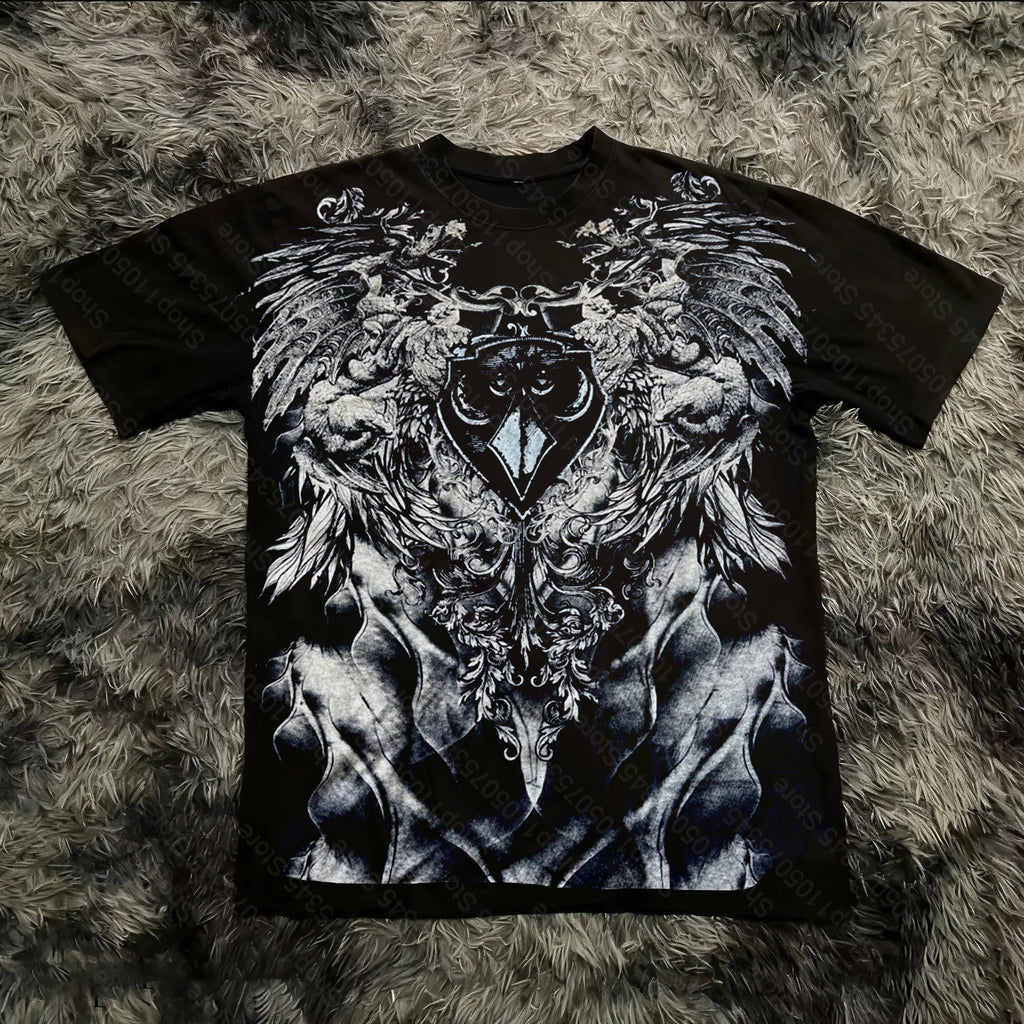 Camiseta Oversized Estilo Gótico - High Street Fashion para Hombres y Mujeres