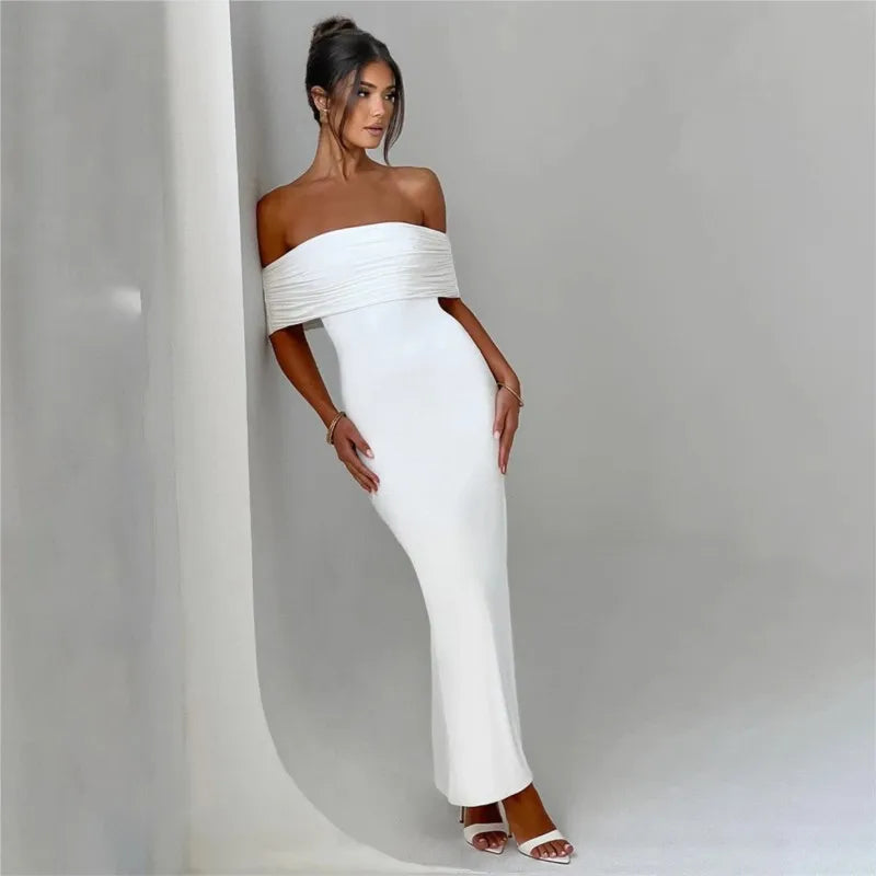 Vestido Largo Elegante Sin Tirantes y Espalda Descubierta – Estilo Tubo de Fiesta