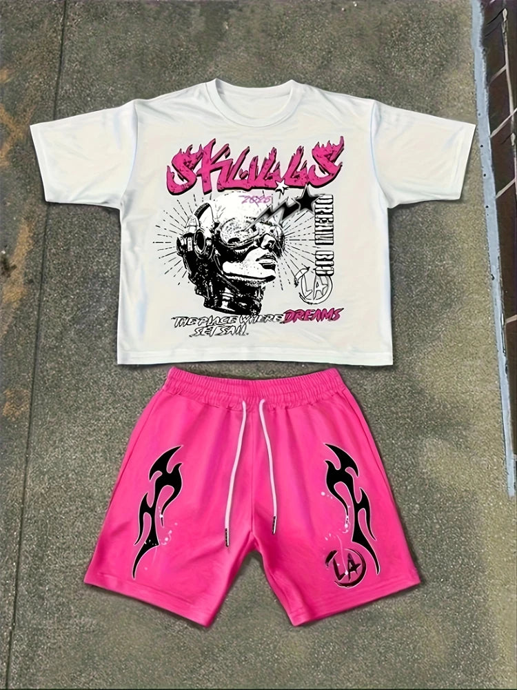 Conjunto Urbano de Camiseta y Shorts para Hombre – Estilo Hip-Hop Streetwear