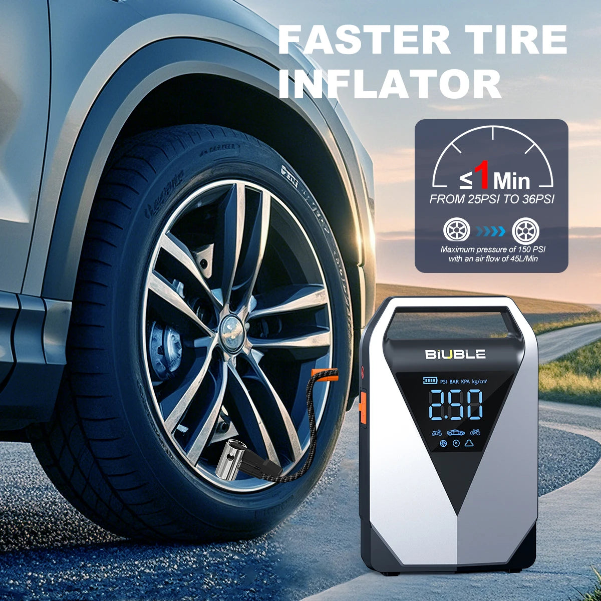 Arrancador de Batería para Coche 1500A con Compresor de Aire 150 PSI y Pantalla LCD