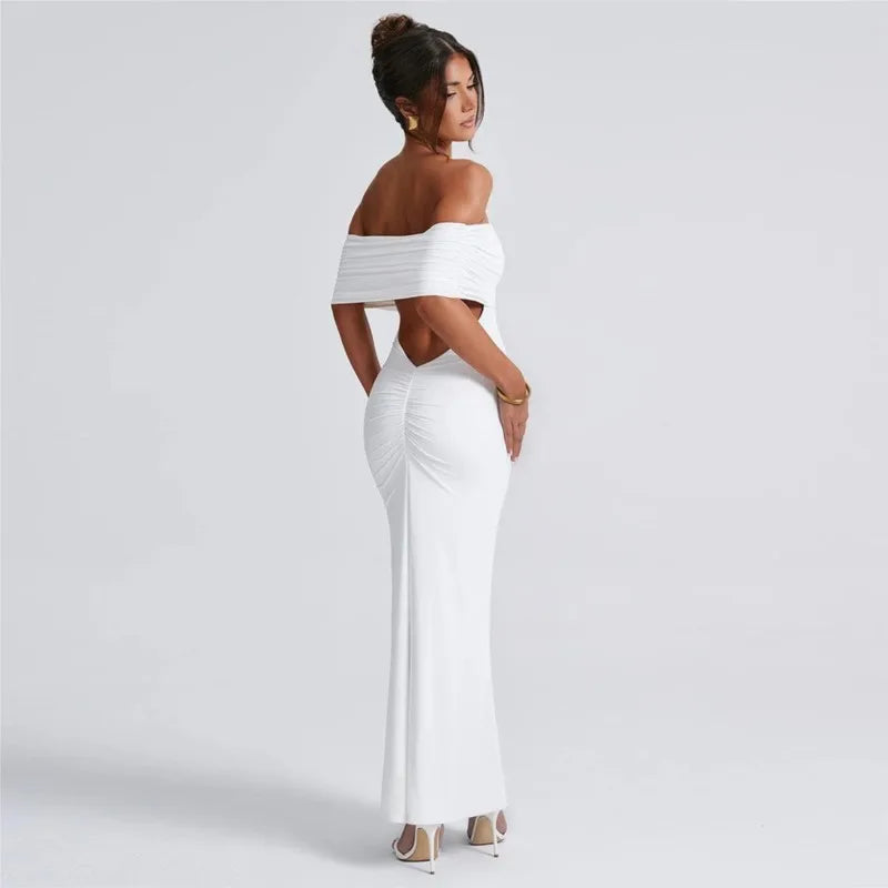 Vestido Largo Elegante Sin Tirantes y Espalda Descubierta – Estilo Tubo de Fiesta