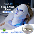 Máscara LED Facial y de Cuello Inalámbrica con 7 Colores de Fototerapia para Rejuvenecimiento y Antienvejecimiento