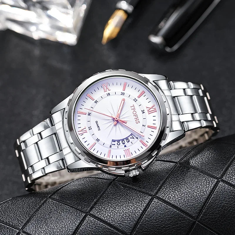 Reloj de Cuarzo de Lujo para Hombre con Correa de Acero Inoxidable y Estilo Elegante