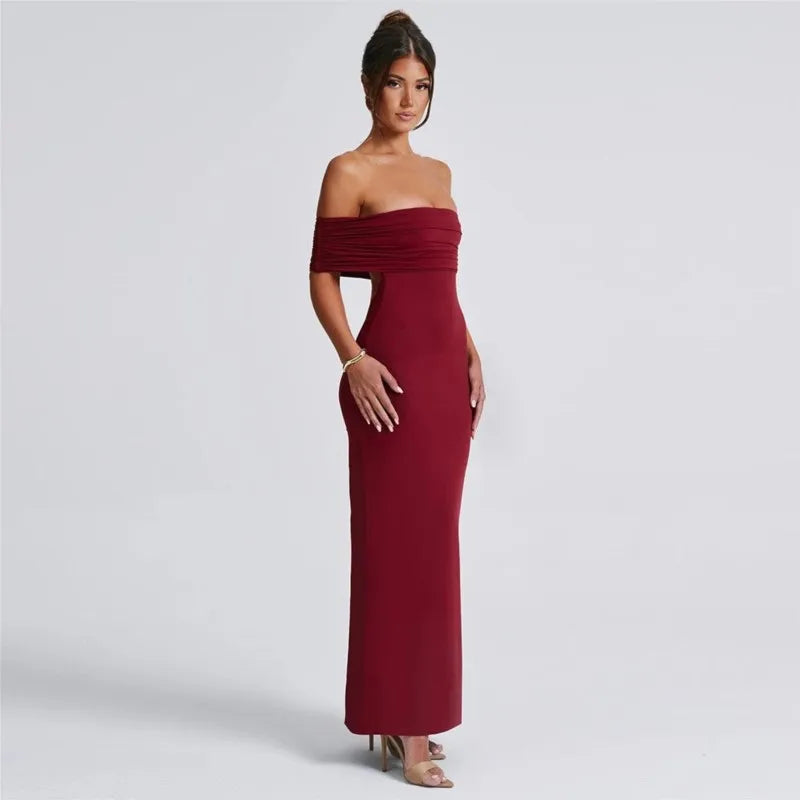 Vestido Largo Elegante Sin Tirantes y Espalda Descubierta – Estilo Tubo de Fiesta