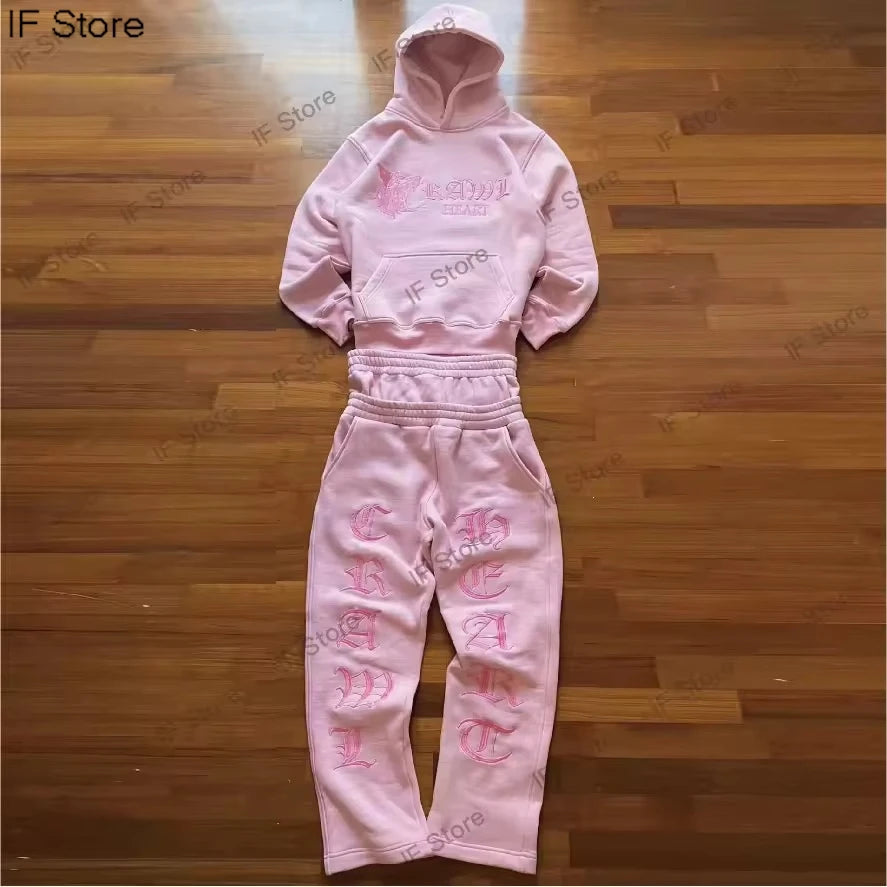 Conjunto de Chándal Y2K Streetwear – Sudadera con Capucha y Bordado Harajuku
