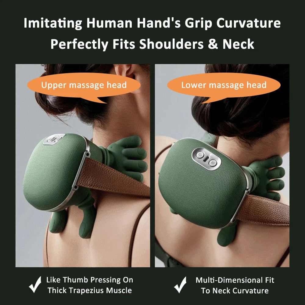 Masajeador Biónico Eléctrico de Cuello, Hombros y Cervicales con Calor y 3 Niveles