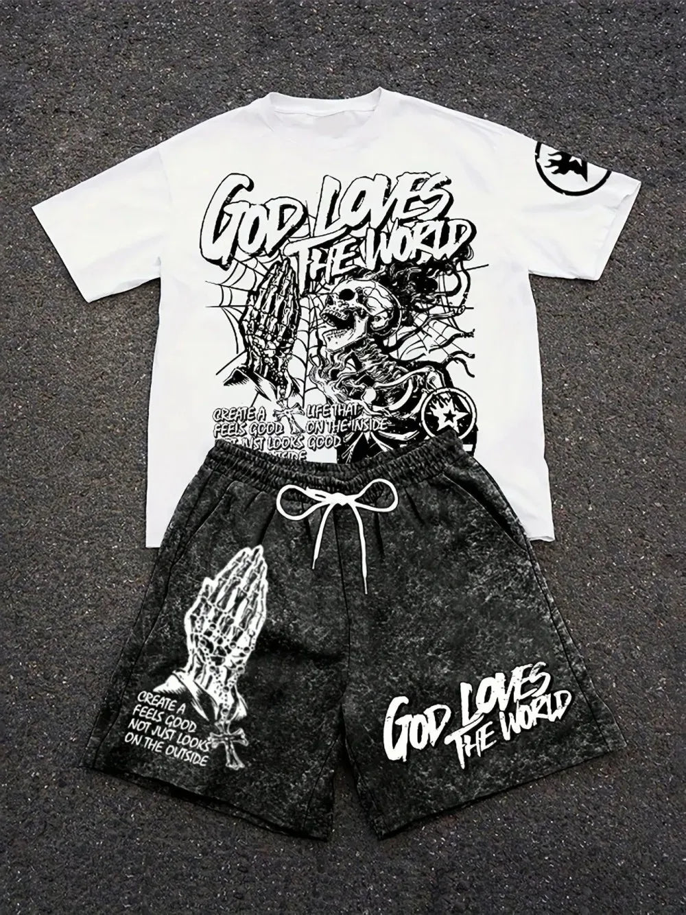 Conjunto Streetwear "God Loves" – Camiseta y Shorts de Verano