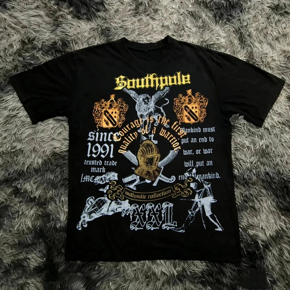 Camiseta Oversized Estilo Y2K Gothic - Unisex Algodón Premium