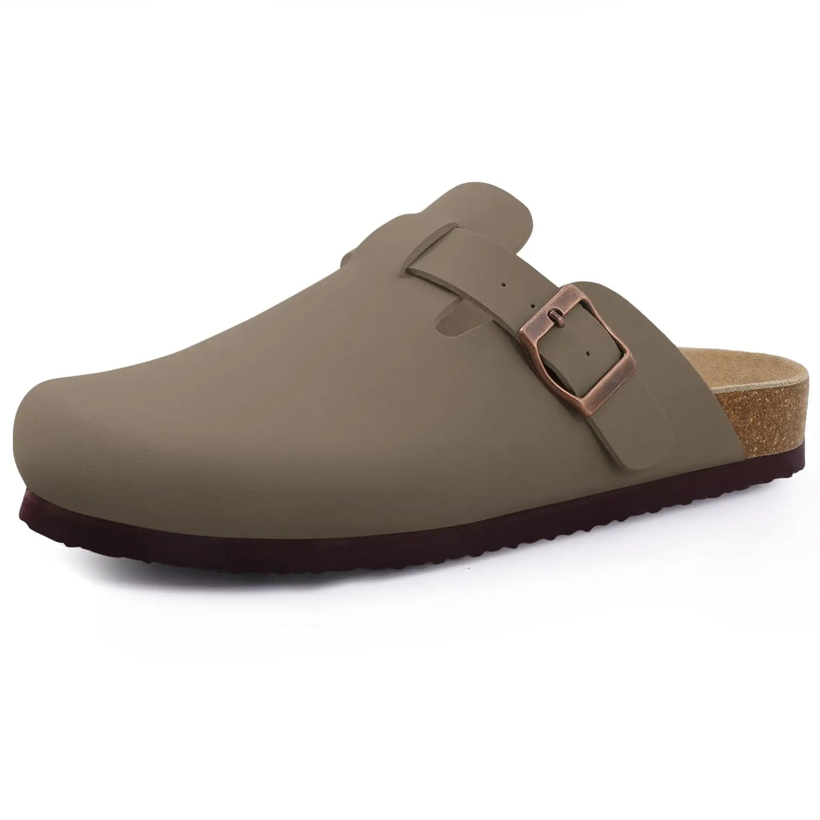 Comwarm Moda Mulas de ante para mujer Zapatillas de hombre Zuecos Plantilla de corcho Sandalias con soporte de arco Toboganes de playa al aire libre Zapatos para el hogar