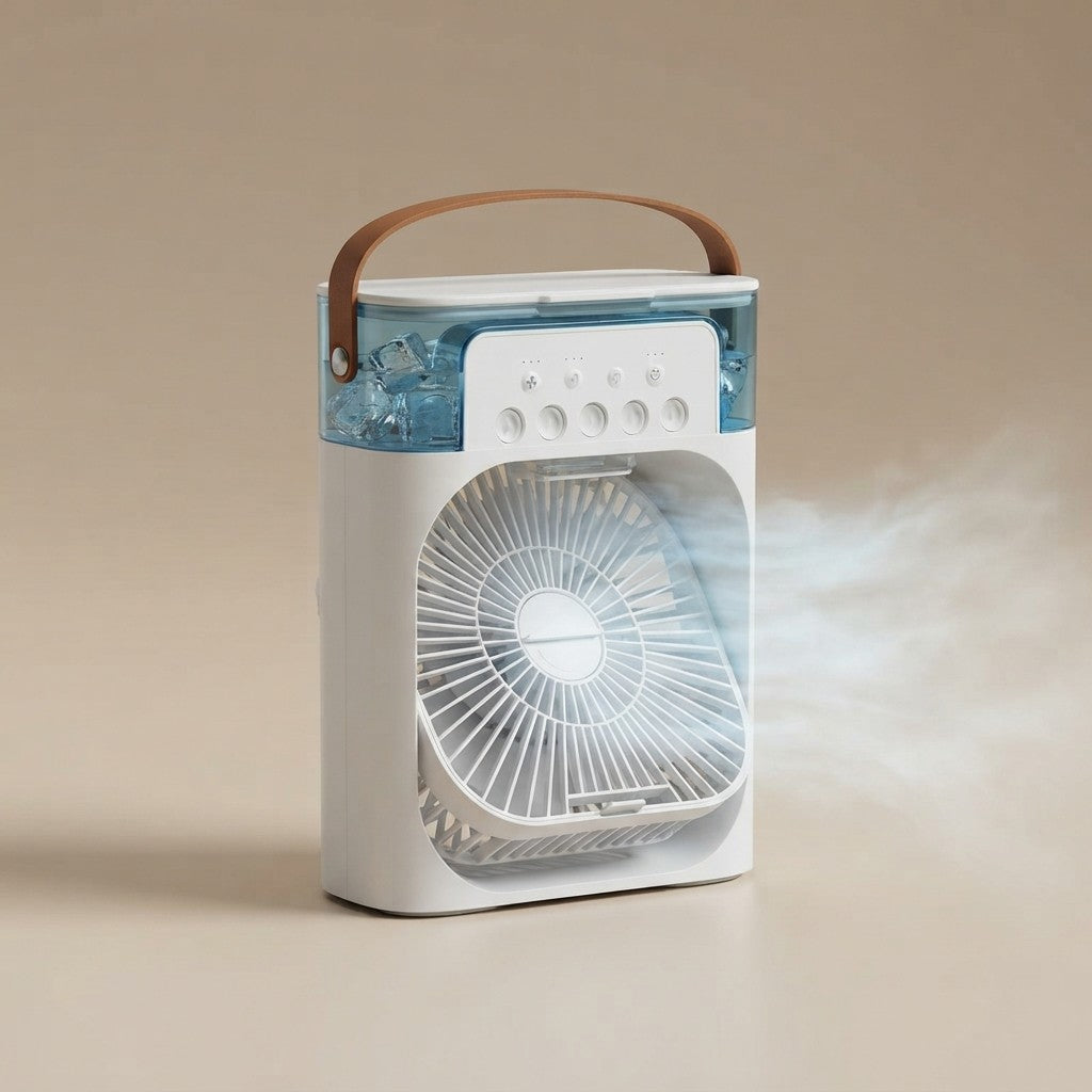Mini Aire Acondicionado Portátil USB y Ventilador Humidificador de Escritorio