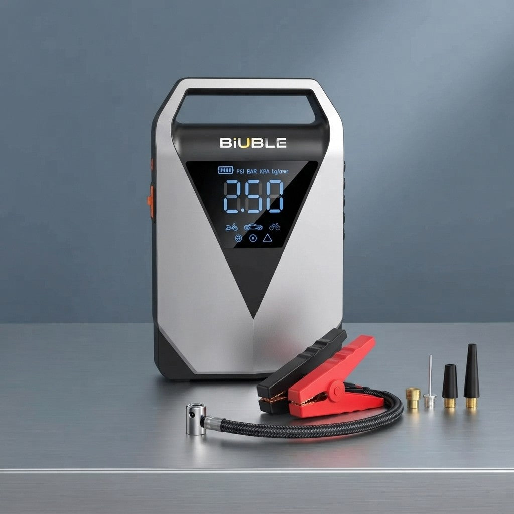 Arrancador de Batería para Coche 1500A con Compresor de Aire 150 PSI y Pantalla LCD