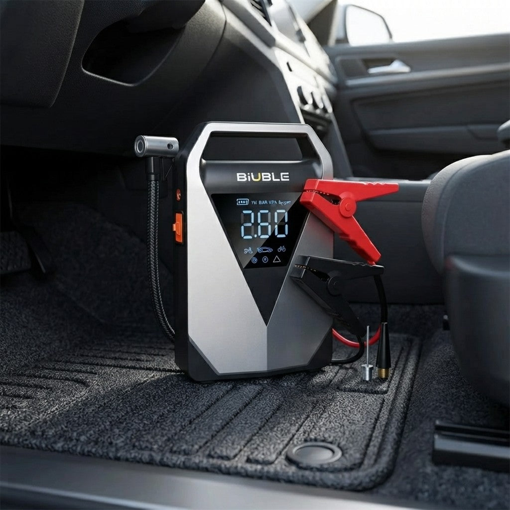 Arrancador de Batería para Coche 1500A con Compresor de Aire 150 PSI y Pantalla LCD