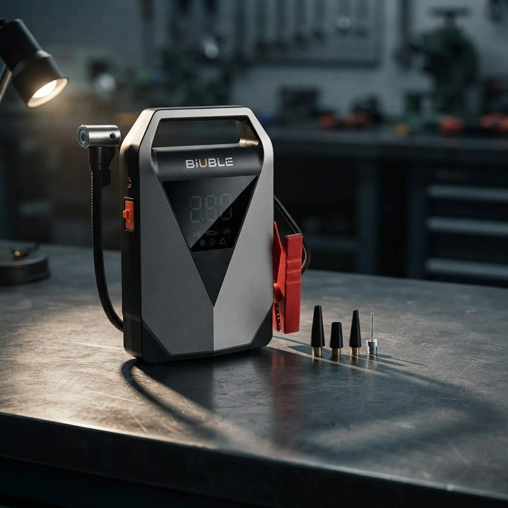 Arrancador de Batería para Coche 1500A con Compresor de Aire 150 PSI y Pantalla LCD