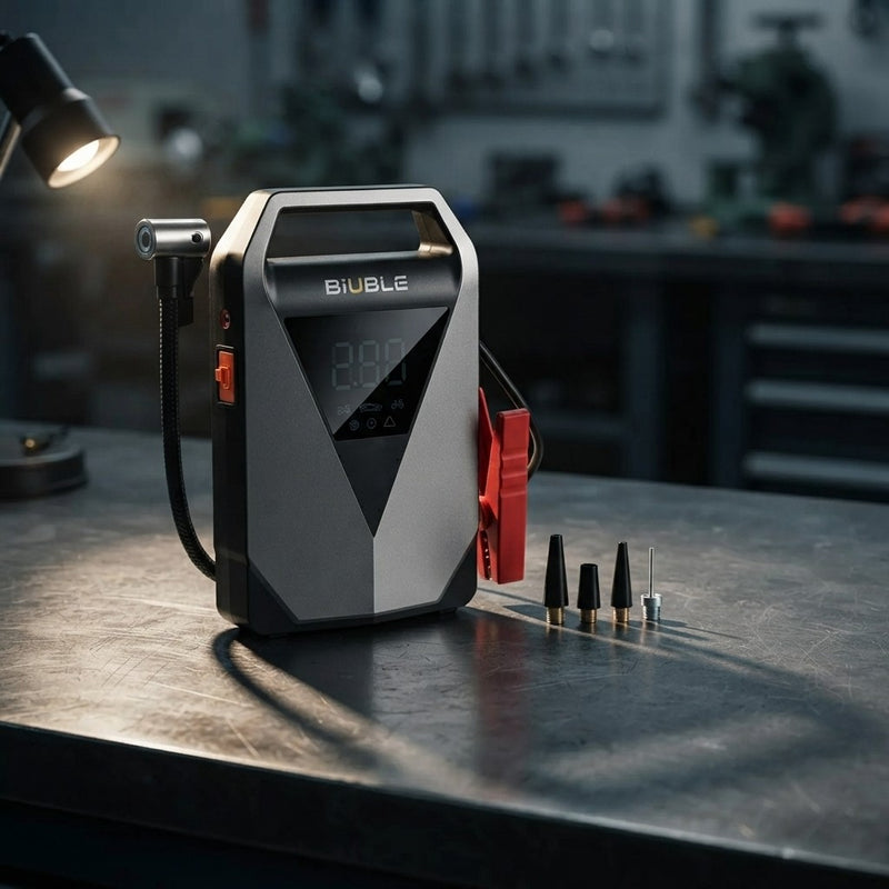 Arrancador de Batería para Coche 1500A con Compresor de Aire 150 PSI y Pantalla LCD