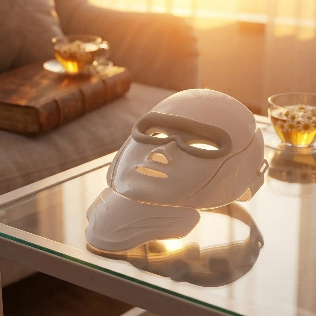 Máscara Facial y de Cuello LED Inalámbrica - Dispositivo de Fototerapia para Rejuvenecimiento y Cuidado de la Piel