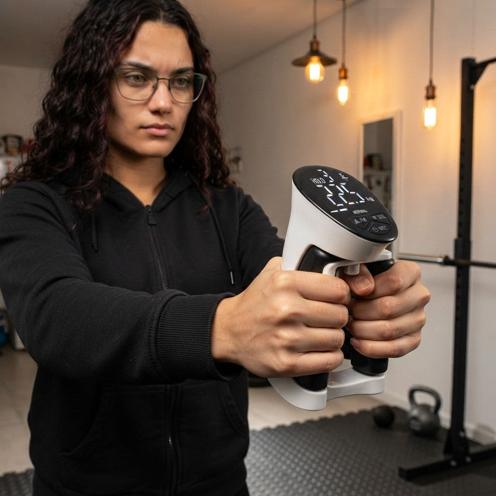Dinamómetro Digital de Mano y Entrenador de Fuerza de Agarre con Pantalla LCD para Fitness, Escalada y Rehabilitación