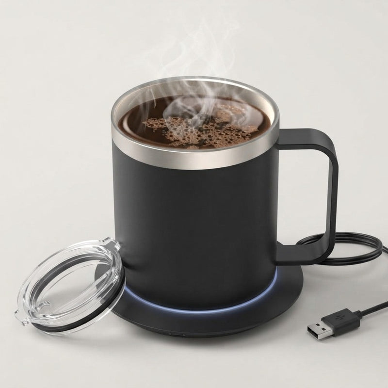 Taza Inteligente Autocalentable con Base USB y Tapa