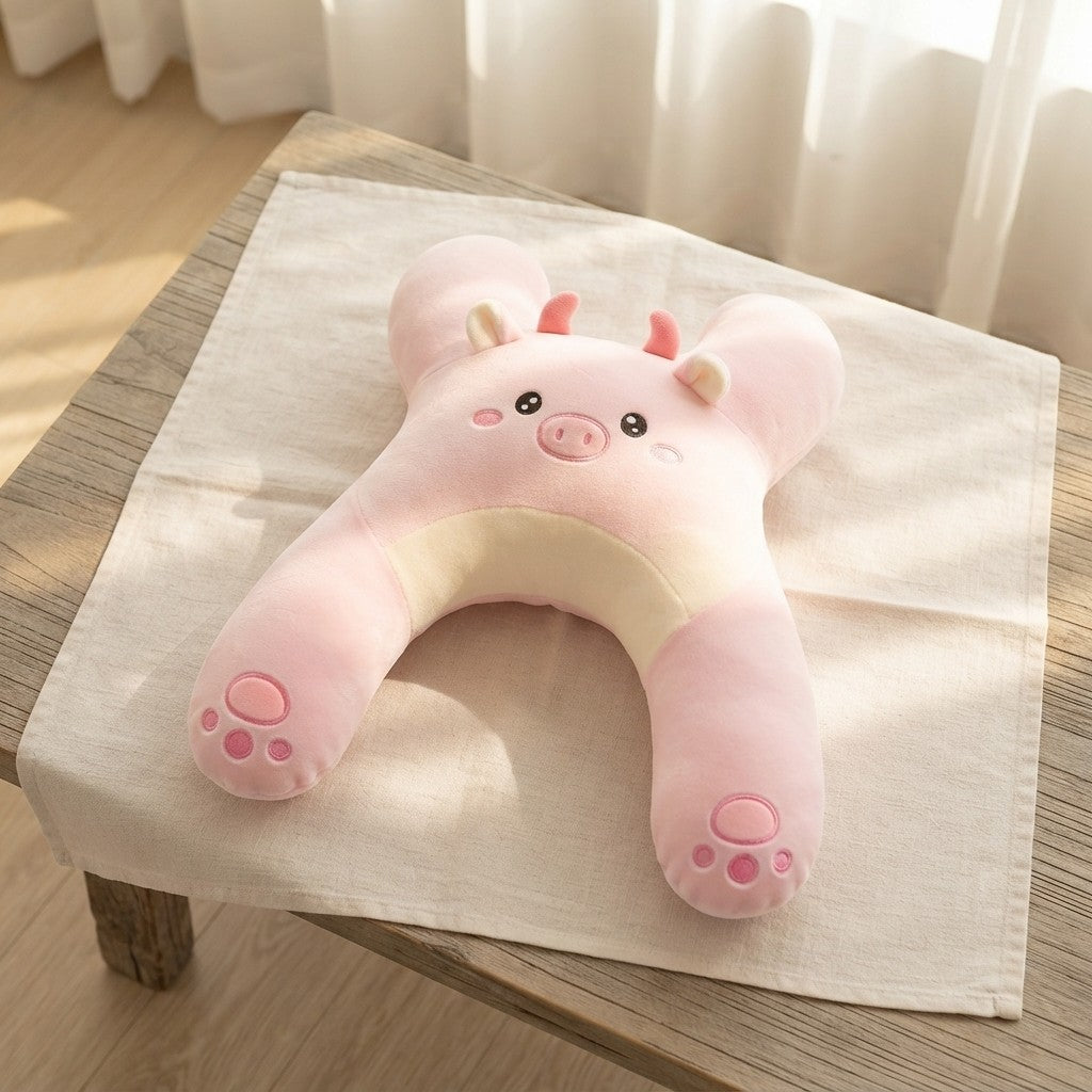 Almohada de Viaje Infantil en Forma de H para Coche - Diseño de Animalitos